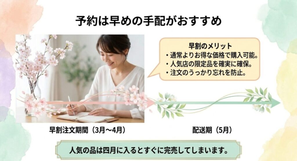 母の日ギフトの早割手配に向けて手帳に予定を書き込む女性