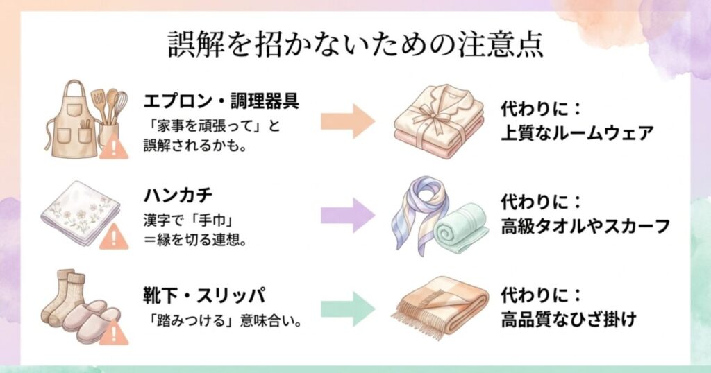 母の日ギフトで誤解を招きやすいエプロンやハンカチなどの要注意アイテム