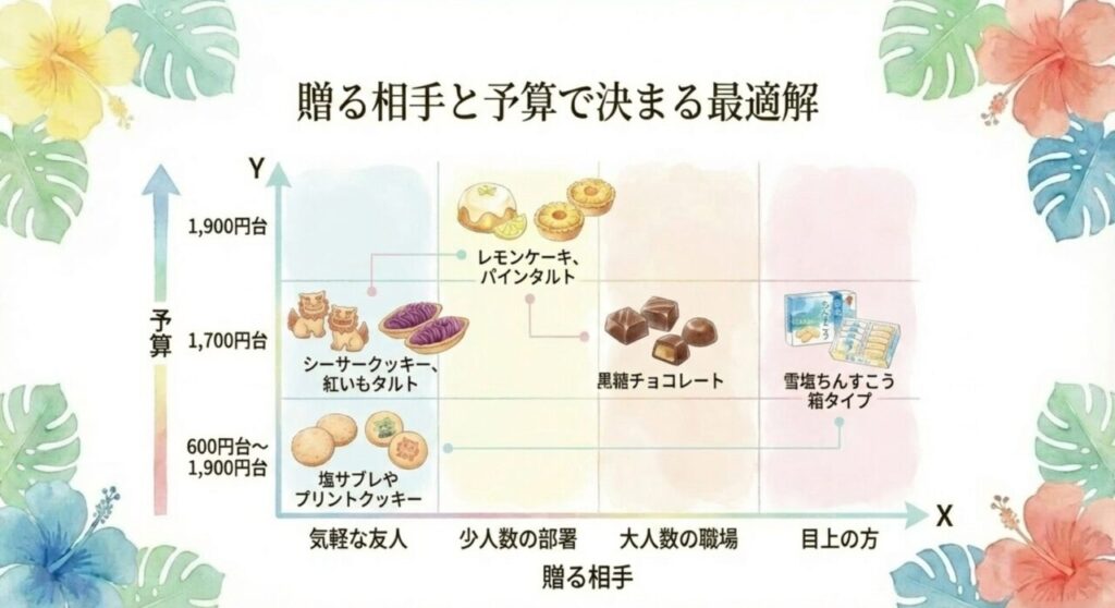 贈る相手と予算で決まる最適解のマトリクス図
