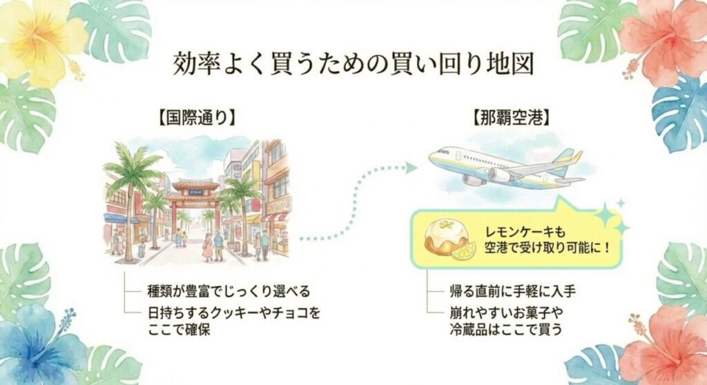 効率よく買うための買い回り地図（国際通りから那覇空港へ）