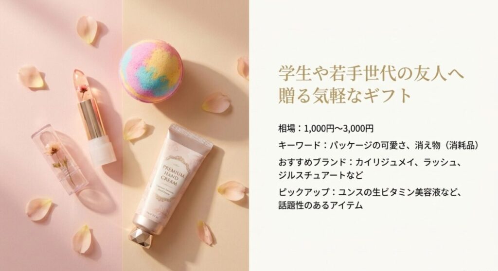 学生や若手世代の友人へ贈る気軽なギフトと1000円から3000円の相場