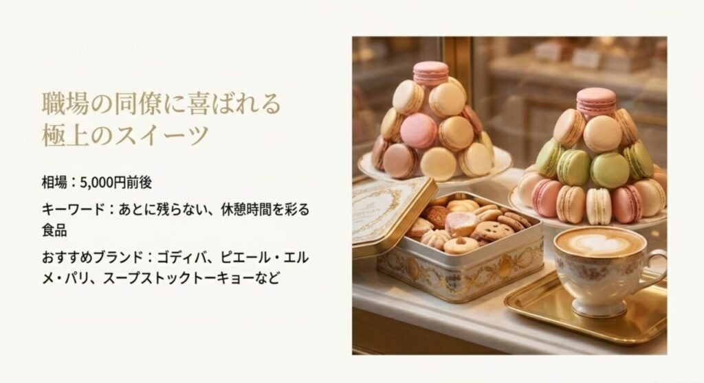 職場の同僚に喜ばれる極上のスイーツと5000円前後の予算相場