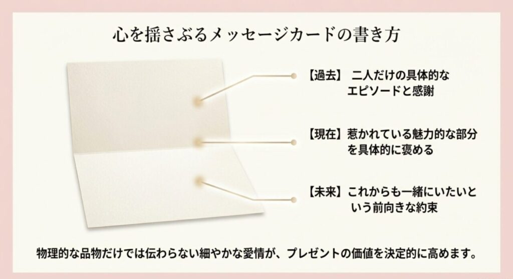 過去・現在・未来の3つの時間軸を取り入れたメッセージカードの書き方