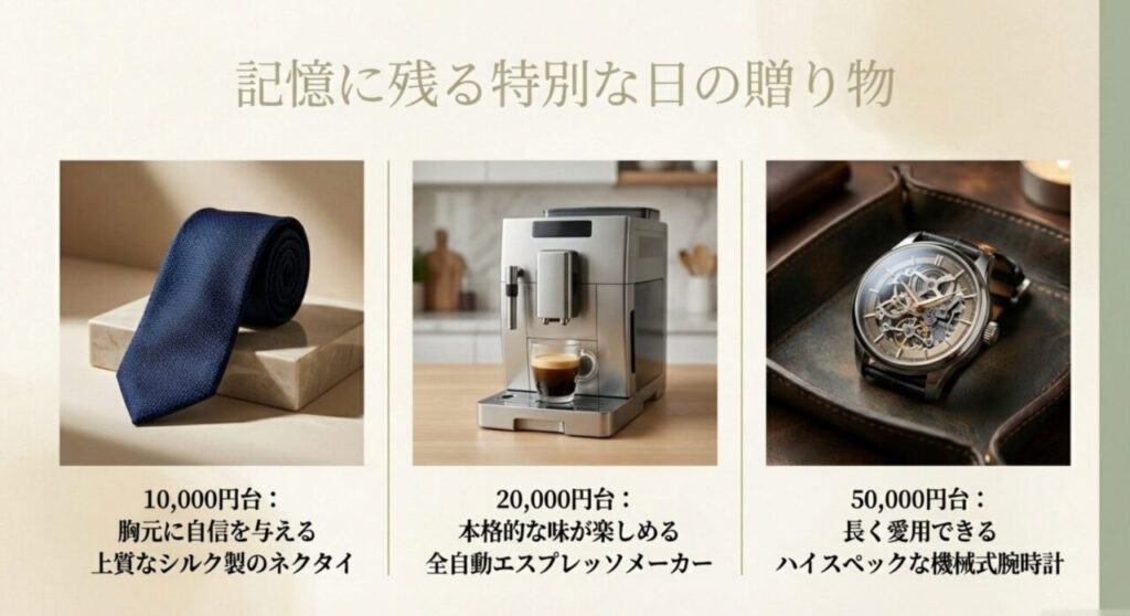 記憶に残る1万円から5万円台のネクタイやエスプレッソメーカー