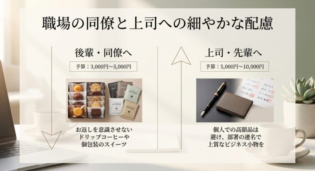 職場の同僚と上司への細やかな配慮と予算設定