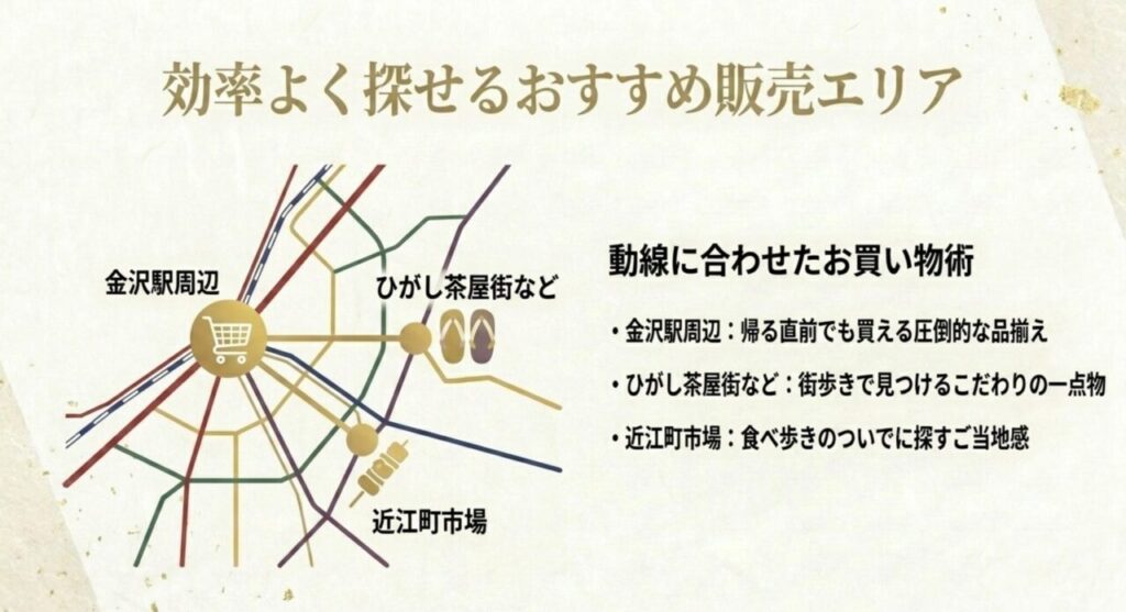 金沢駅周辺やひがし茶屋街などマグネットが買えるおすすめ販売エリアマップ