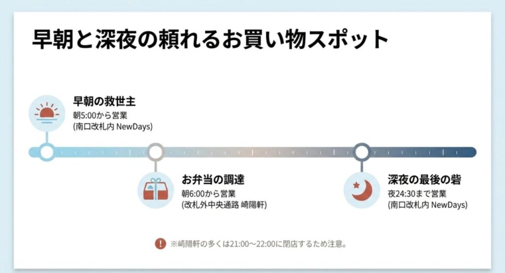 横浜駅で早朝5時からや深夜24時過ぎまで営業しているお土産スポット