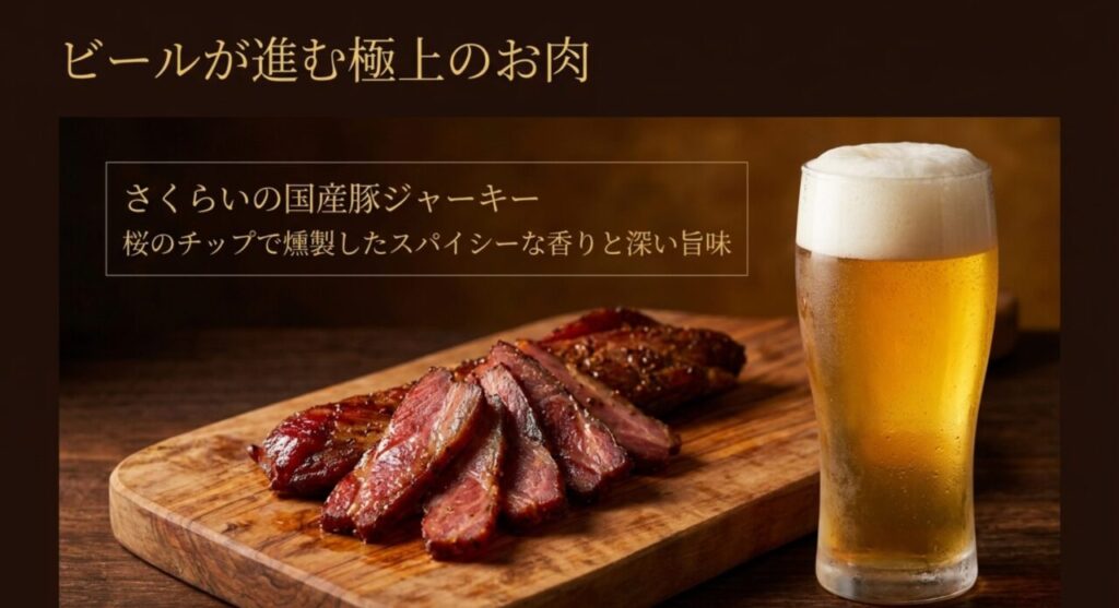 ビールが進む極上のお肉（さくらいの国産豚ジャーキー）