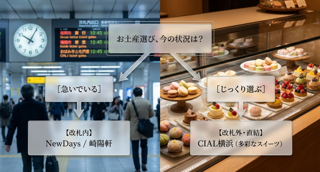 横浜駅お土産を急いで買う場合は改札内、じっくり選ぶ場合はCIAL横浜を使い分ける方法
