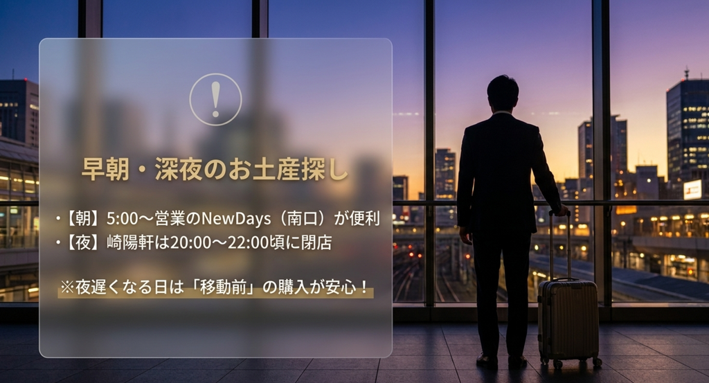 横浜駅で早朝や深夜にお土産を買う場合のNewDaysと崎陽軒の営業時間