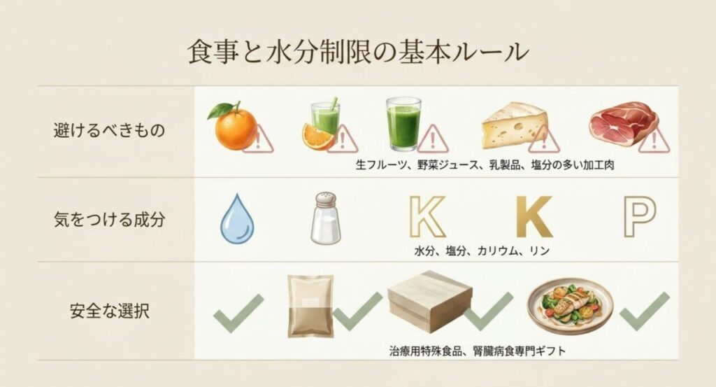 透析患者が避けるべき食べ物と飲み物