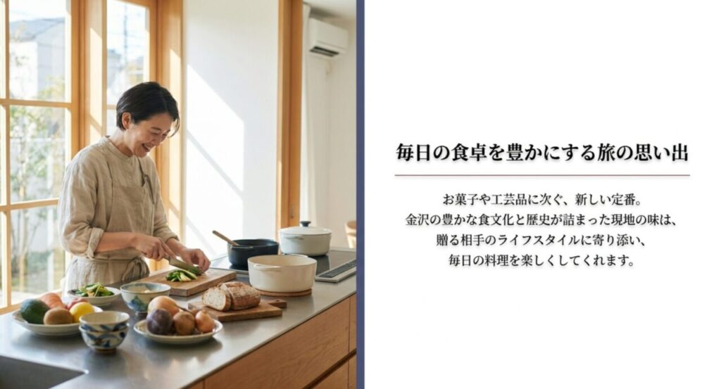 毎日の食卓を豊かにする旅の思い出と金沢の食文化を伝えるスライド