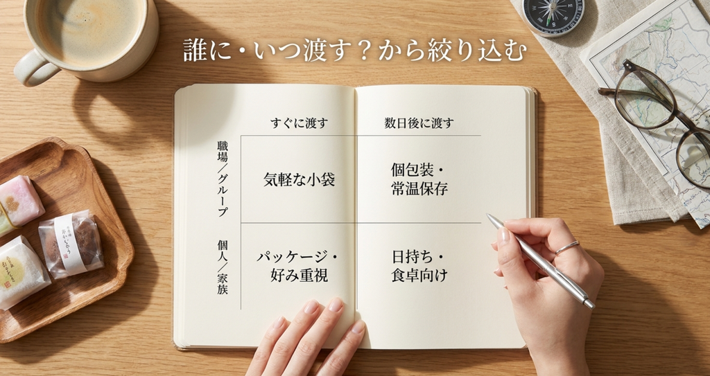 金沢お土産は誰に渡すか、いつ渡すかを決めて職場用・個人用・日持ちなどから絞り込む