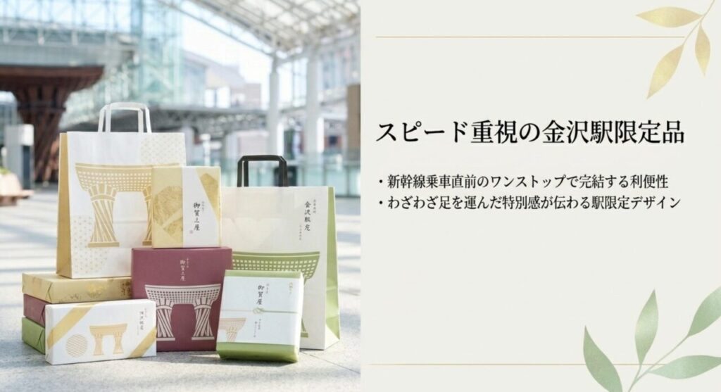 新幹線乗車前にワンストップで買える金沢駅限定デザインのお土産