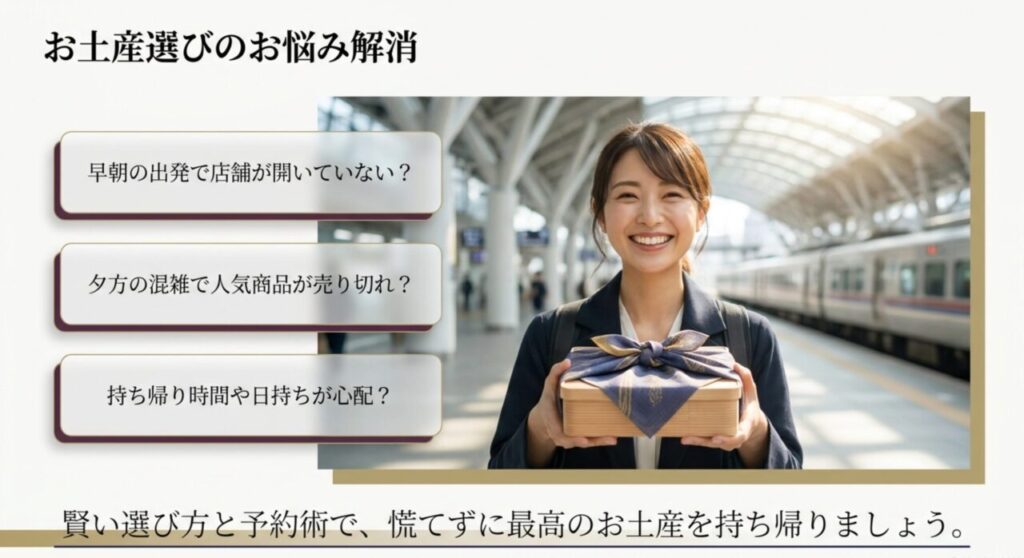 早朝の出発や夕方の売り切れなど金沢のお土産選びのお悩みを解消