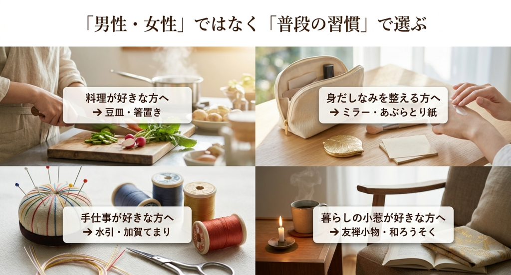 九谷焼・漆器・金箔・加賀水引は大きな工芸品ではなく豆皿・箸・ミラー・アクセサリーなど小さな実用品から取り入れる