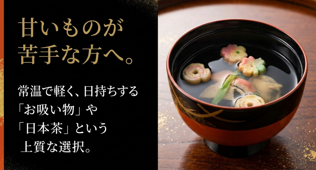 甘いものが苦手な方への金沢の高級手土産は常温で軽く日持ちするお吸い物や日本茶も候補