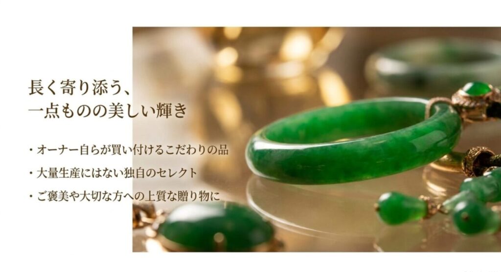 萬来行で選ぶ一点ものの翡翠やオリジナルセレクト雑貨