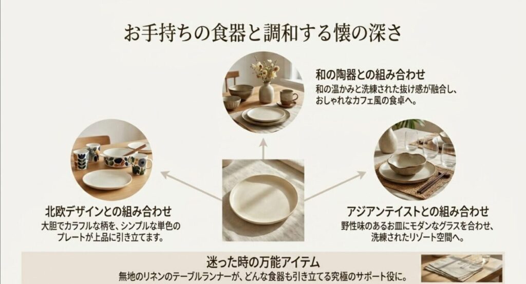お手持ちの食器と調和する懐の深さ