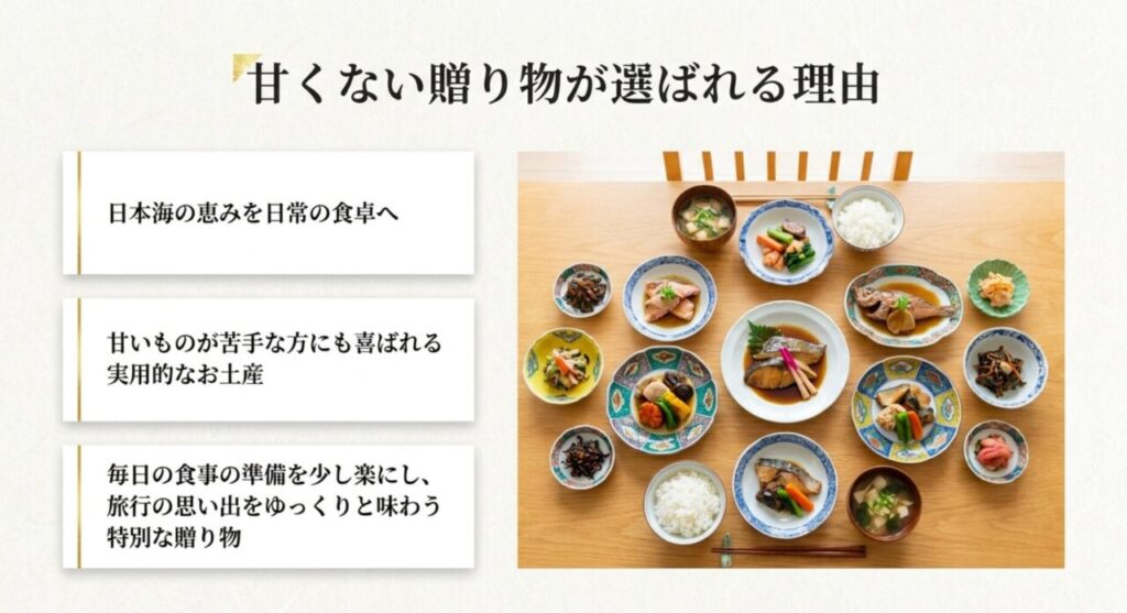 甘くない贈り物が選ばれる理由と日本海の恵み