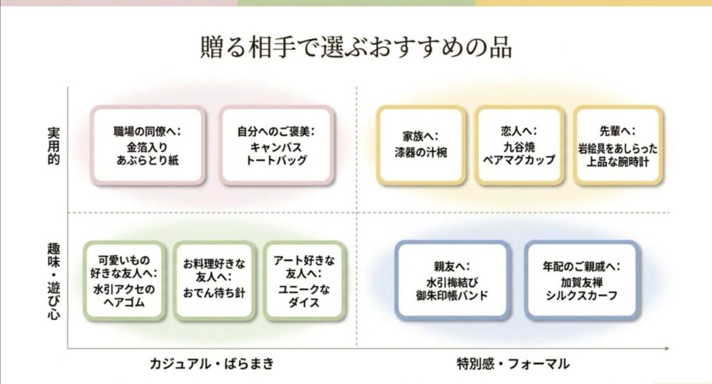 職場の同僚や家族など贈る相手で選ぶおすすめの品