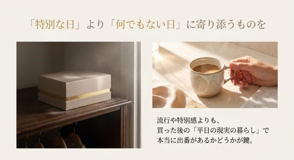 購入後の平日の暮らしで出番があるかを重視する自分へのご褒美の選び方
