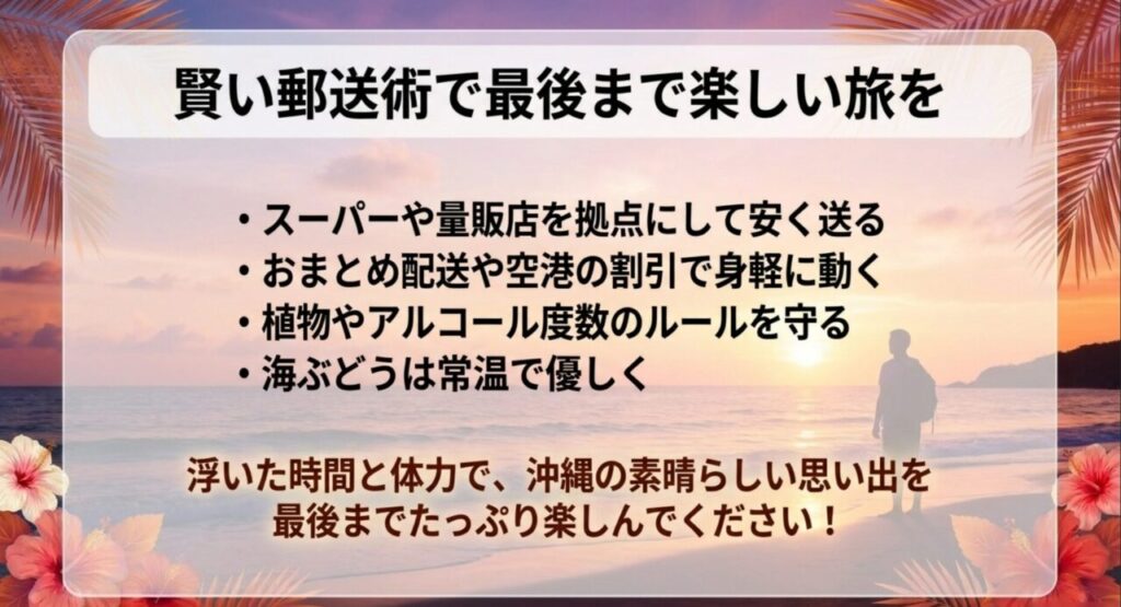 沖縄のお土産の賢い郵送術のまとめと振り返り