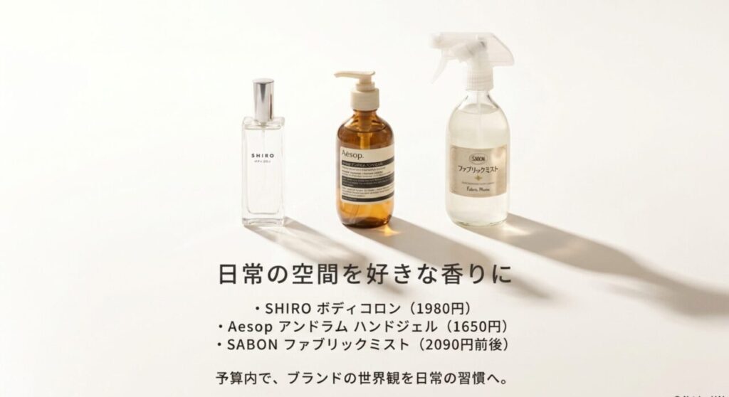 ボディコロンやファブリックミストなど、空間を香りで満たす2000円アイテムの紹介