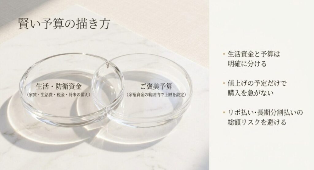 生活防衛資金と自分へのご褒美予算を分け値上げや分割払いだけで購入を急がない考え方