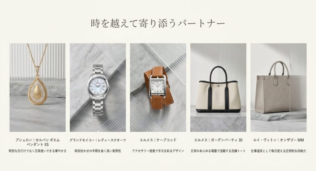 ブシュロン、グランドセイコー、エルメス、ルイヴィトンなど40万円から50万円前後の一生もの候補