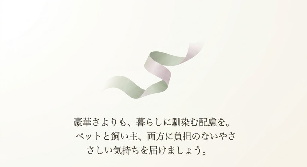 豪華さより暮らしになじむ配慮を大切にしペットと飼い主の両方に負担のないギフトを贈るというまとめ画像