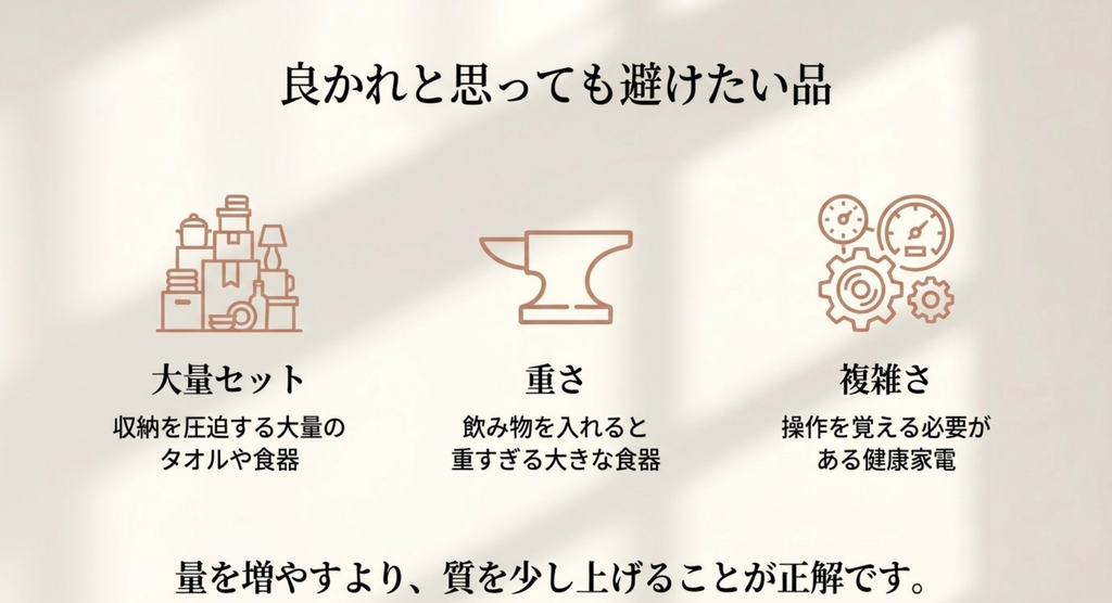 大量セット・重い食器・複雑な健康家電など避けたいプレゼント