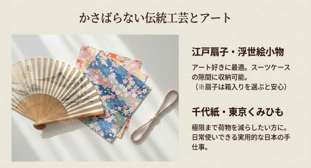 外国人向け東京土産として江戸扇子・浮世絵小物・千代紙・東京くみひもを紹介