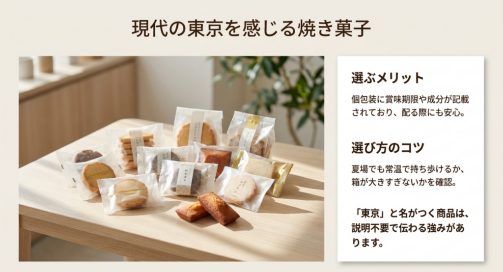 個包装で配りやすく持ち運びやすい現代の東京焼き菓子を選ぶポイント