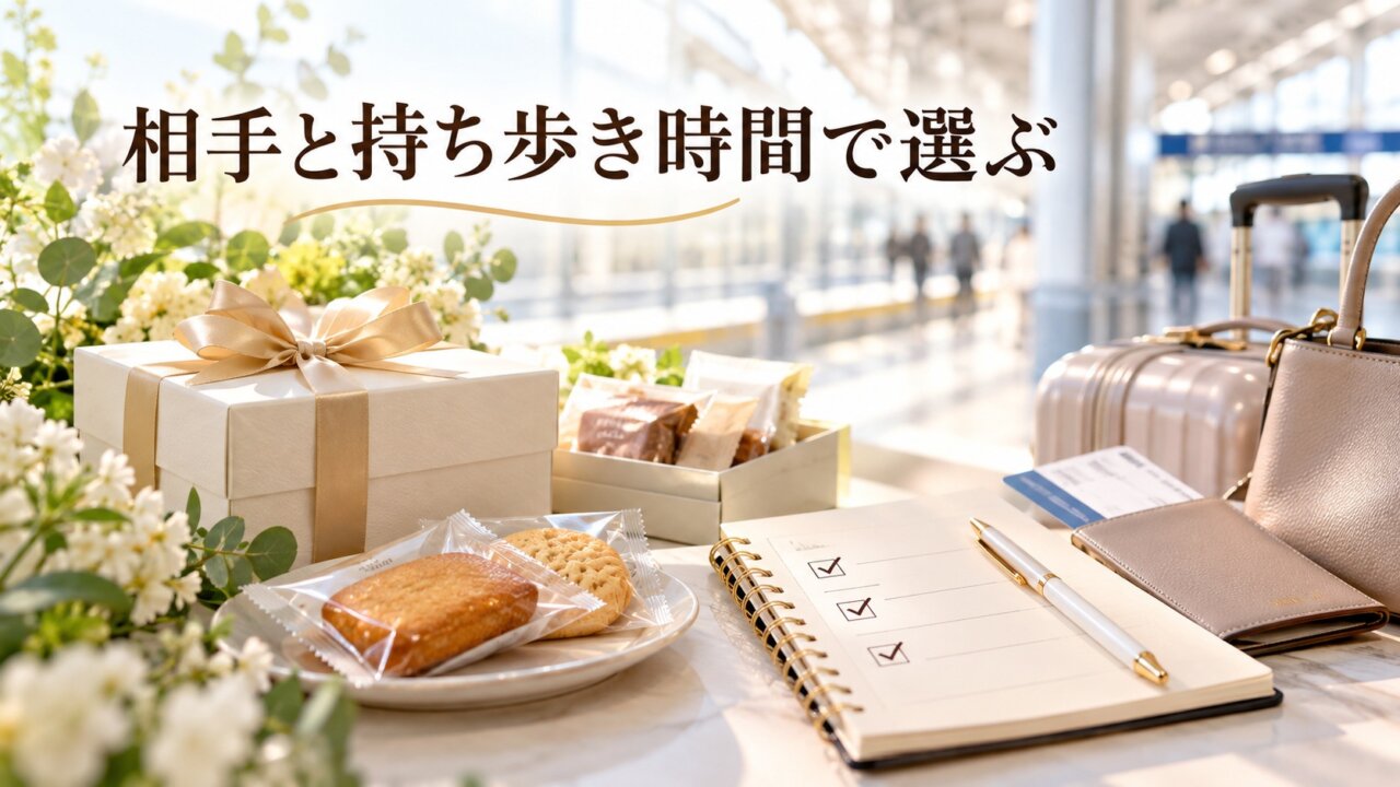 相手と持ち歩き時間を確認してお土産を選ぶチェックリスト