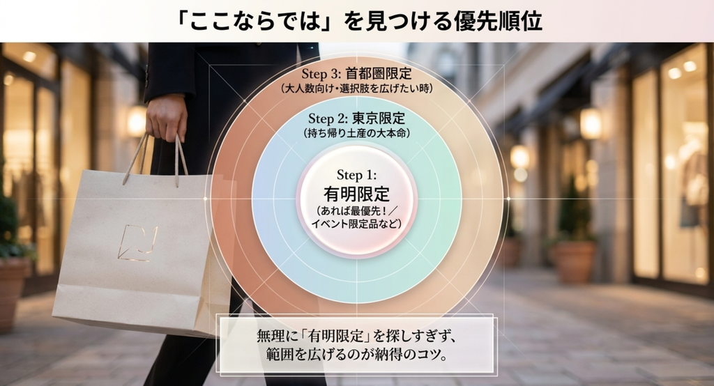 有明限定を最優先に東京限定、首都圏限定へ範囲を広げる有明ガーデンのお土産選びの優先順位
