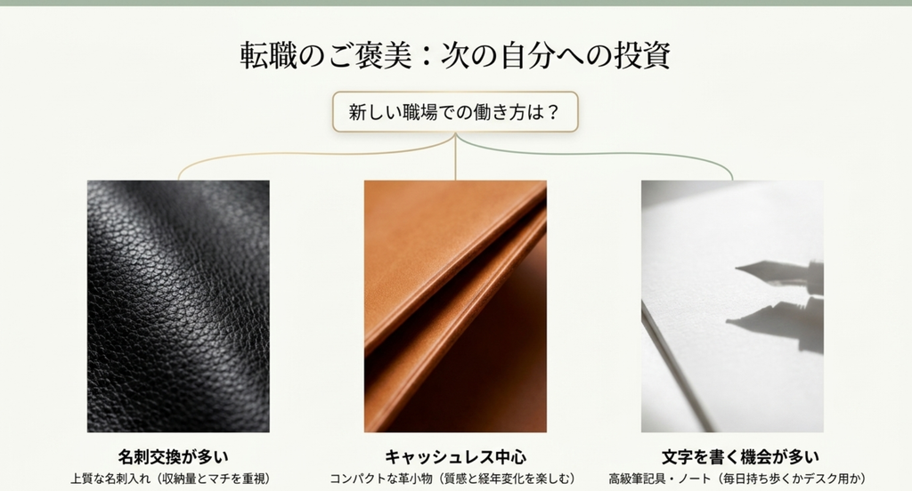 転職のご褒美は次の自分への投資 転職の自分へのご褒美を名刺入れや革小物、高級筆記具から選ぶスライド