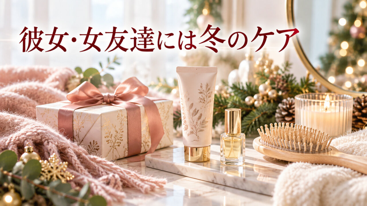彼女や女友達向けの冬のケアギフトをイメージしたクリスマスプレゼント画像