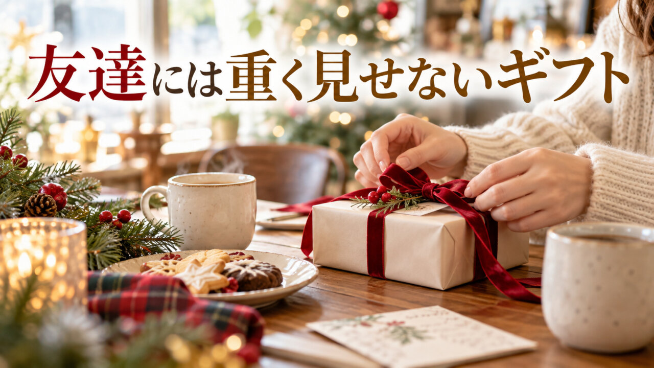 友達に重く見せないクリスマスギフトをイメージしたスライド画像