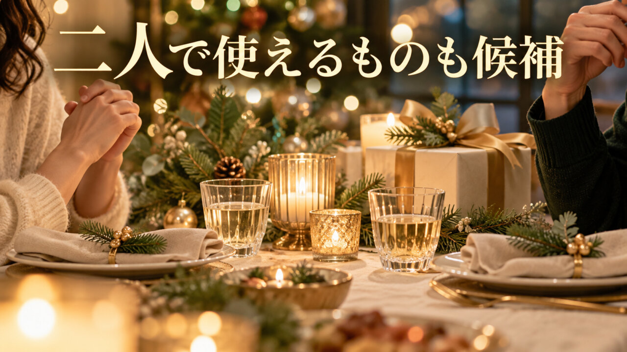 カップルや夫婦で二人で使えるクリスマスギフトをイメージしたスライド画像