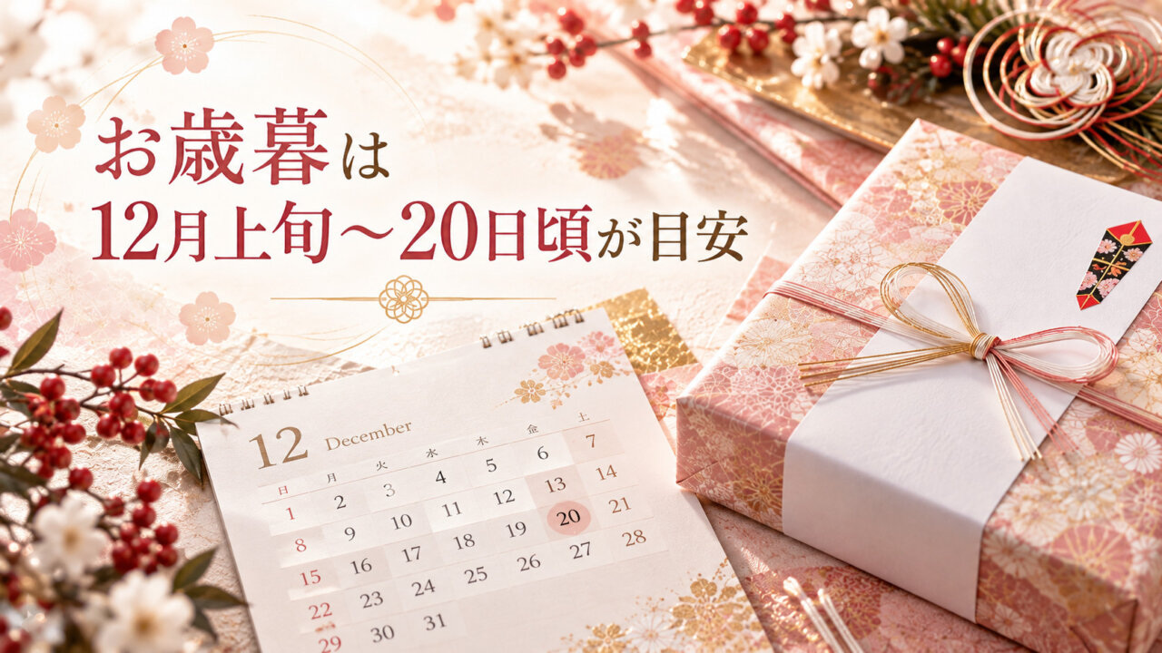 12月のカレンダーと上品なお歳暮の贈り物