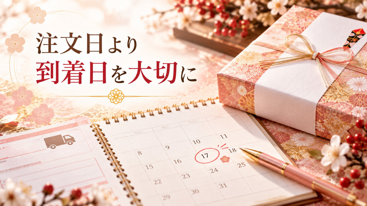 お歳暮の到着日を確認するカレンダーと贈答品