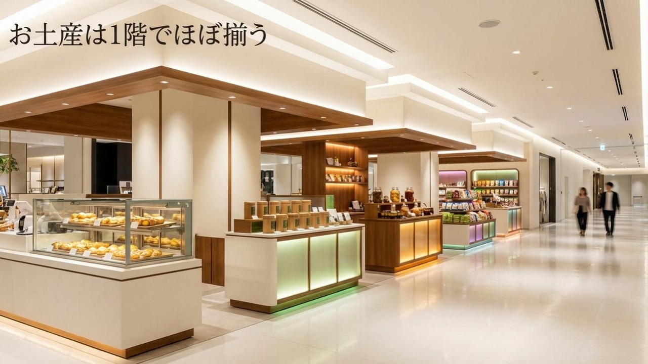 エキスポシティのお土産は1階でほぼ揃う エキスポシティ1階の食品・ギフト売り場をイメージした画像