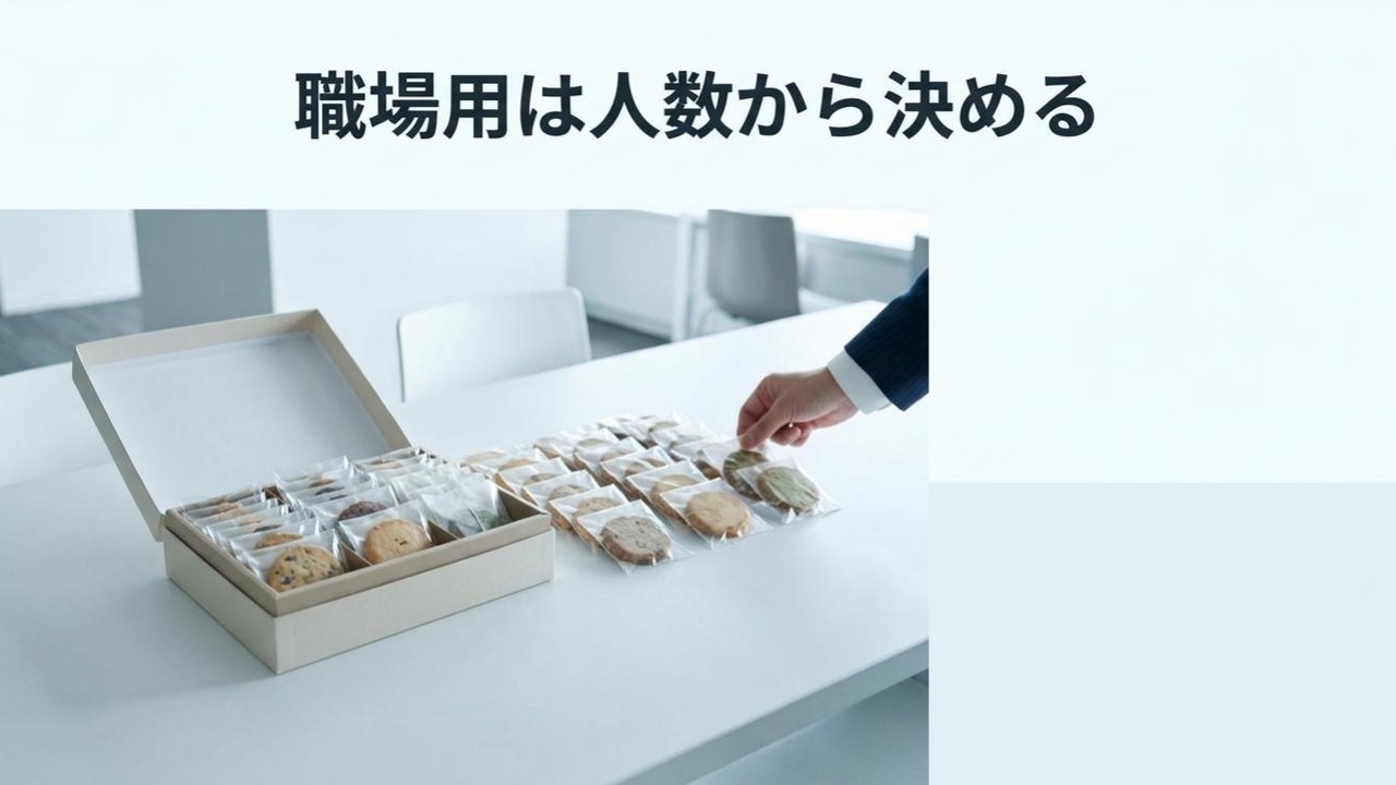 エキスポシティの職場向けお土産は人数から決める 職場で配りやすい個包装のお菓子を人数分選ぶイメージ