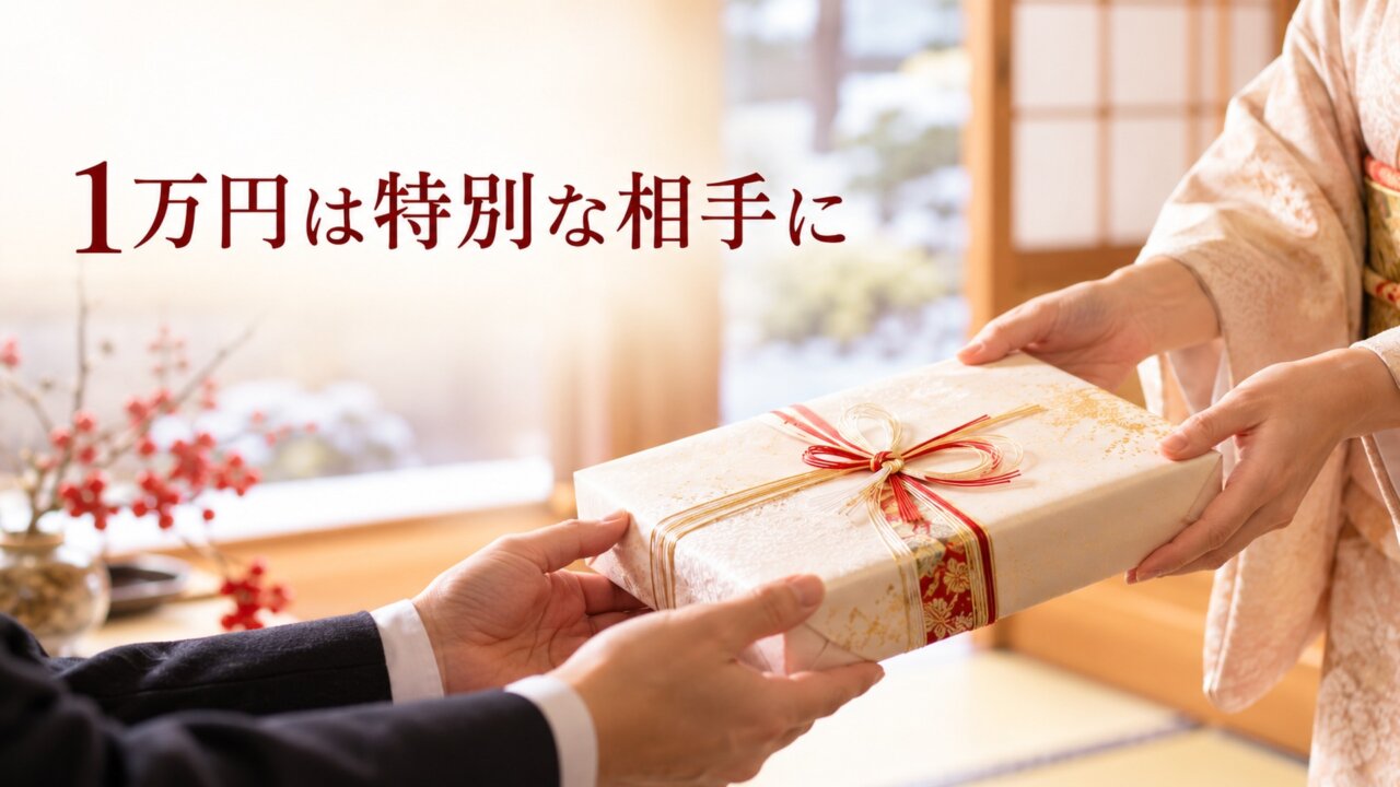 1万円は特別な相手に お歳暮1万円は特別にお世話になった相手へ贈るイメージ