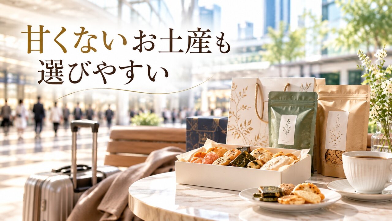 新宿駅周辺で甘くないお菓子やスナックを選ぶイメージ