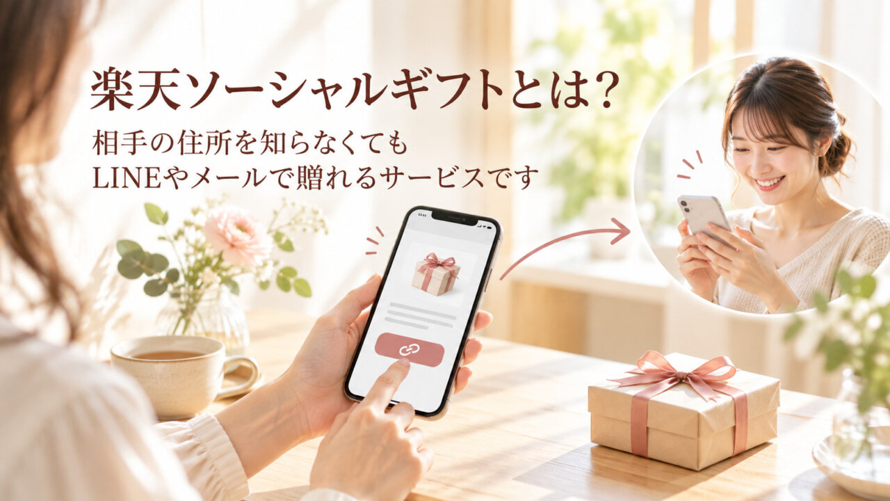 楽天ソーシャルギフトとは? スマートフォンでギフトの受け取り用URLを送るイメージ