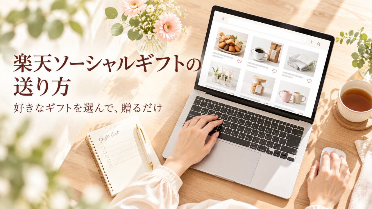楽天ソーシャルギフトの送り方 パソコンからギフト商品を選び注文する手順のイメージ