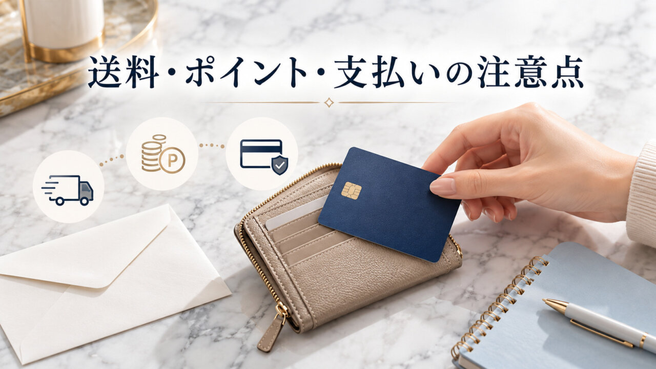 送料・ポイント・支払いの注意点 クレジットカードと財布を使ったギフト購入時の支払いイメージ