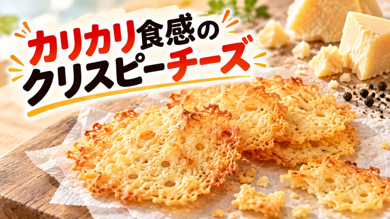 カリカリ食感のクリスピーチーズ 薄く焼いたチーズのカリカリした質感を表現したイメージ